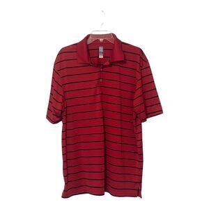 PGA Tour Airflux Red Navy Striped Athletic Golf Polo Shirt Men's XL